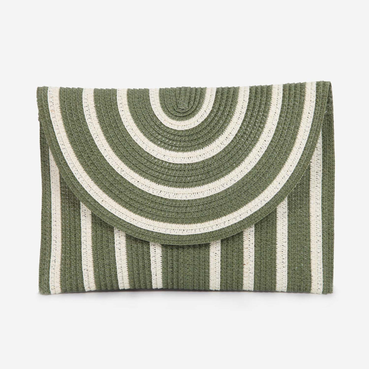Loxley Lane Summer Straw Fully Lined Clutch Green