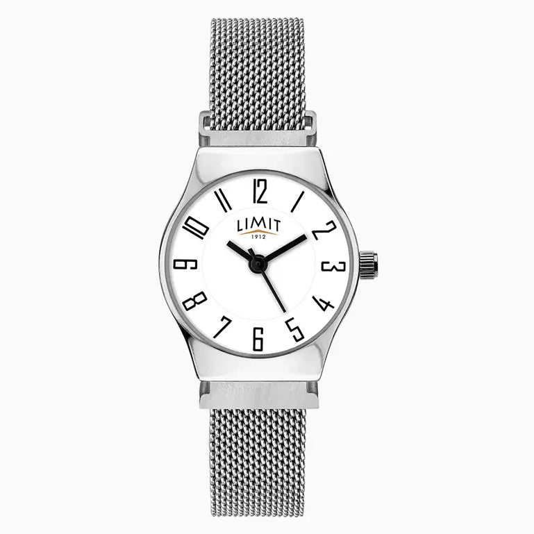 Ladies Classic Magnetic Watch White Dial Face/Steel Mesh Strap