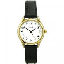 Limit Ladies Classic Watch White Face Dial/ Gold/ Black Strap