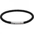 Unique & Co Men’s Black Leather Bracelet with Matte/Polished Steel Clasp