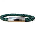 Unique & Co Men’s Green Suede Leather Bracelet Matte and Polished Steel Clasp