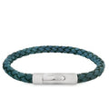 Unique & Co Men’s Blue Suede Leather Bracelet Black Edge, Matte & Polished Steel Clasp