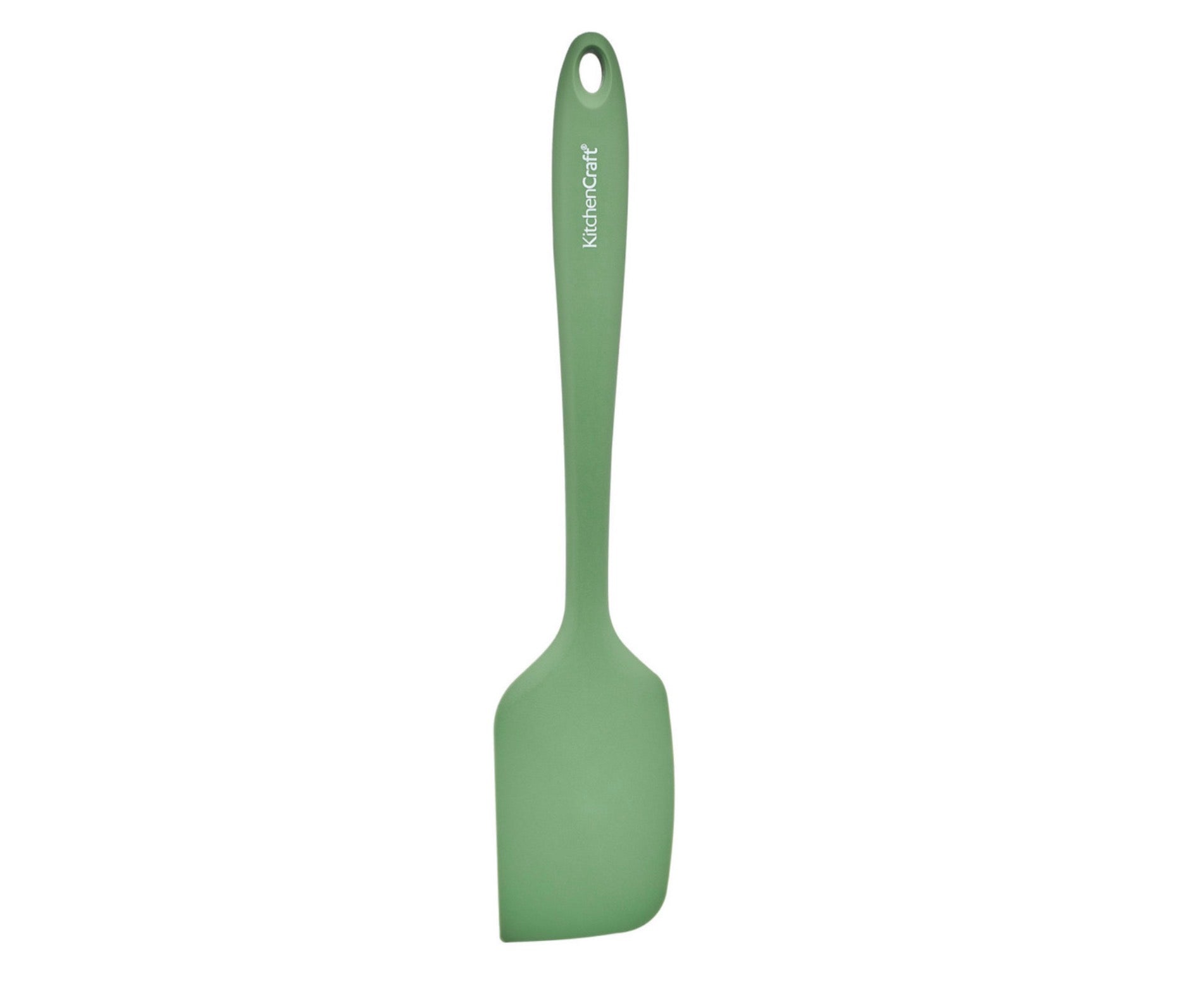 KitchenCraft Silicone Scraper Spatula, Non-Stick Safe and Heat-Resistant, Green, 27cm