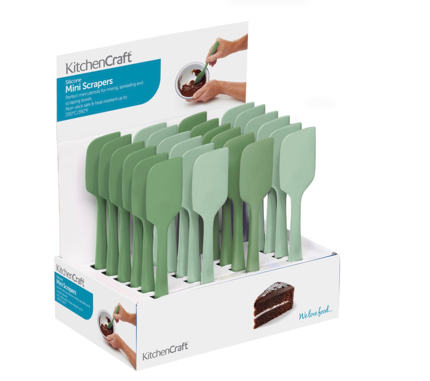 KitchenCraft Silicone Mini Scraper Spatulas, Light and Dark Green