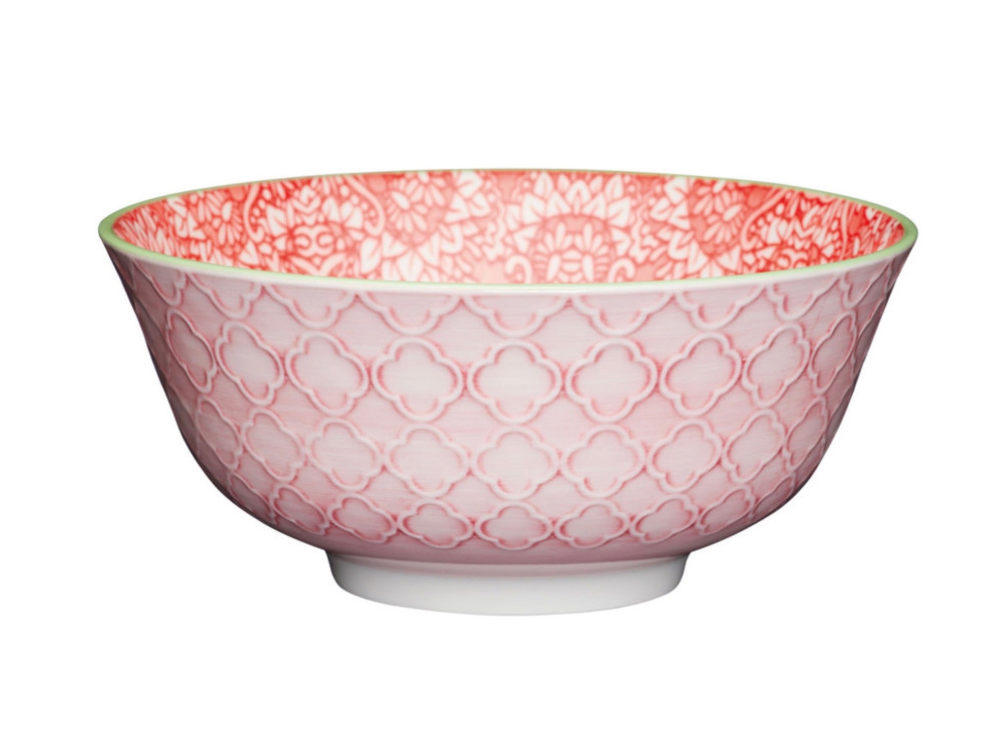 KitchenCraft Bowl Ceramic Red and Pink Victorian Style Print 16cm