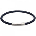 Unique & Co Blue Leather Bracelet BL Edge with Matte/Polished Steel Clasp