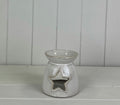 Glazed Ceramic Wax Oil Burner with Star Cut Out with Textured Detail