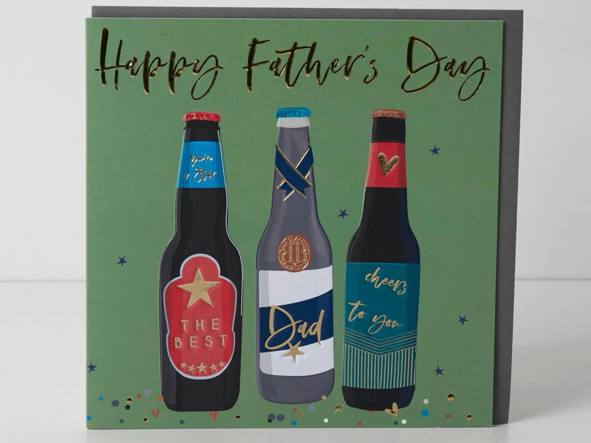 Belly Button Designs Elle Happy Fathers Day Beer Bottles Greeting Card