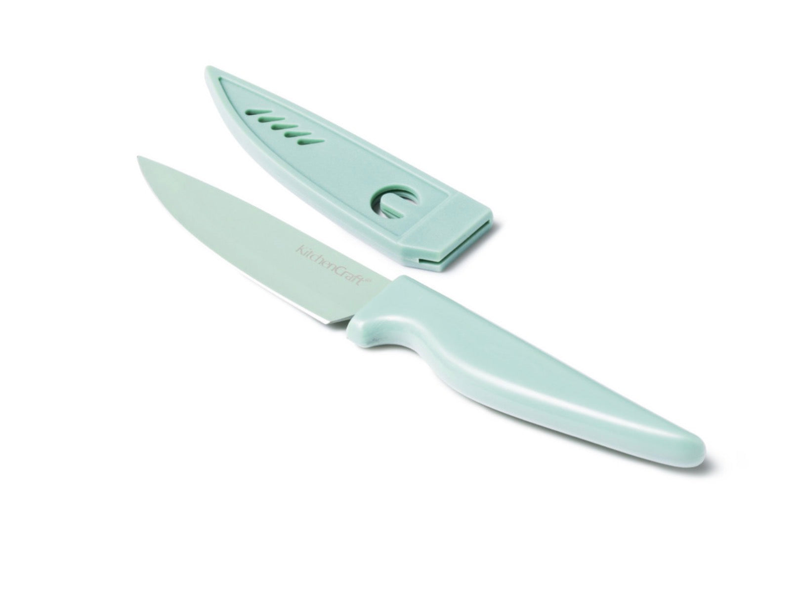 KitchenCraft Stainless Steel Paring Knives With Protective Cases Light And Dark Green