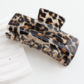 Rectangle Hair Claw Beige Leopard