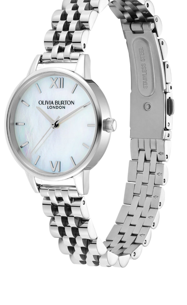 Olivia Burton MOP Classic 30mm White & Silver Bracelet Watch