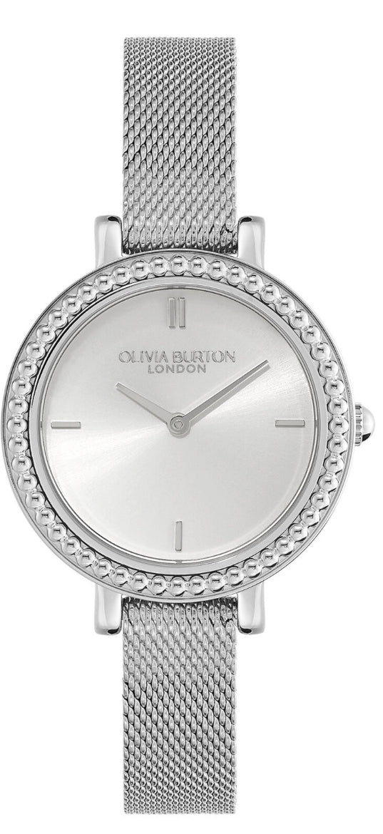 Olivia Burton Classic 30mm Vintage Bead Silver Mesh Watch
