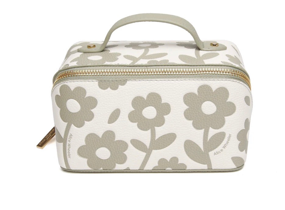 Alice Wheeler Pistachio Floral Mini Train Case