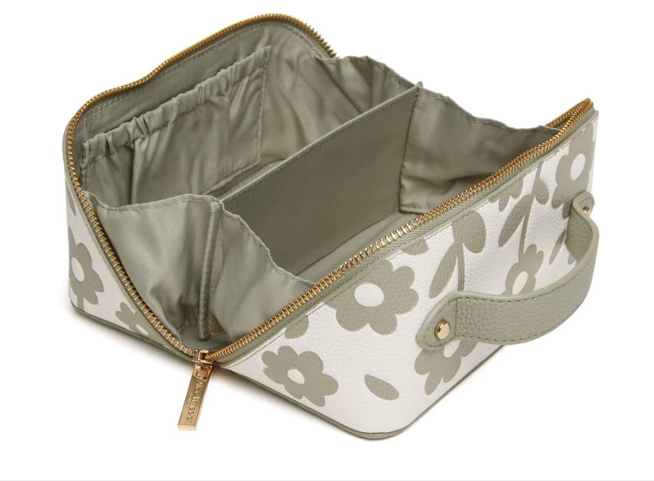 Alice Wheeler Pistachio Floral Mini Train Case