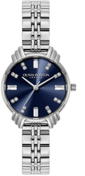 Olivia Burton Art Deco Classic 30mm Blue & Silver Bracelet Watch