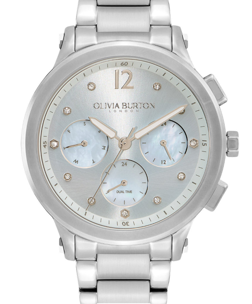 Olivia Burton Sports Luxe Multi-Function Blue & Silver Bracelet Watch
