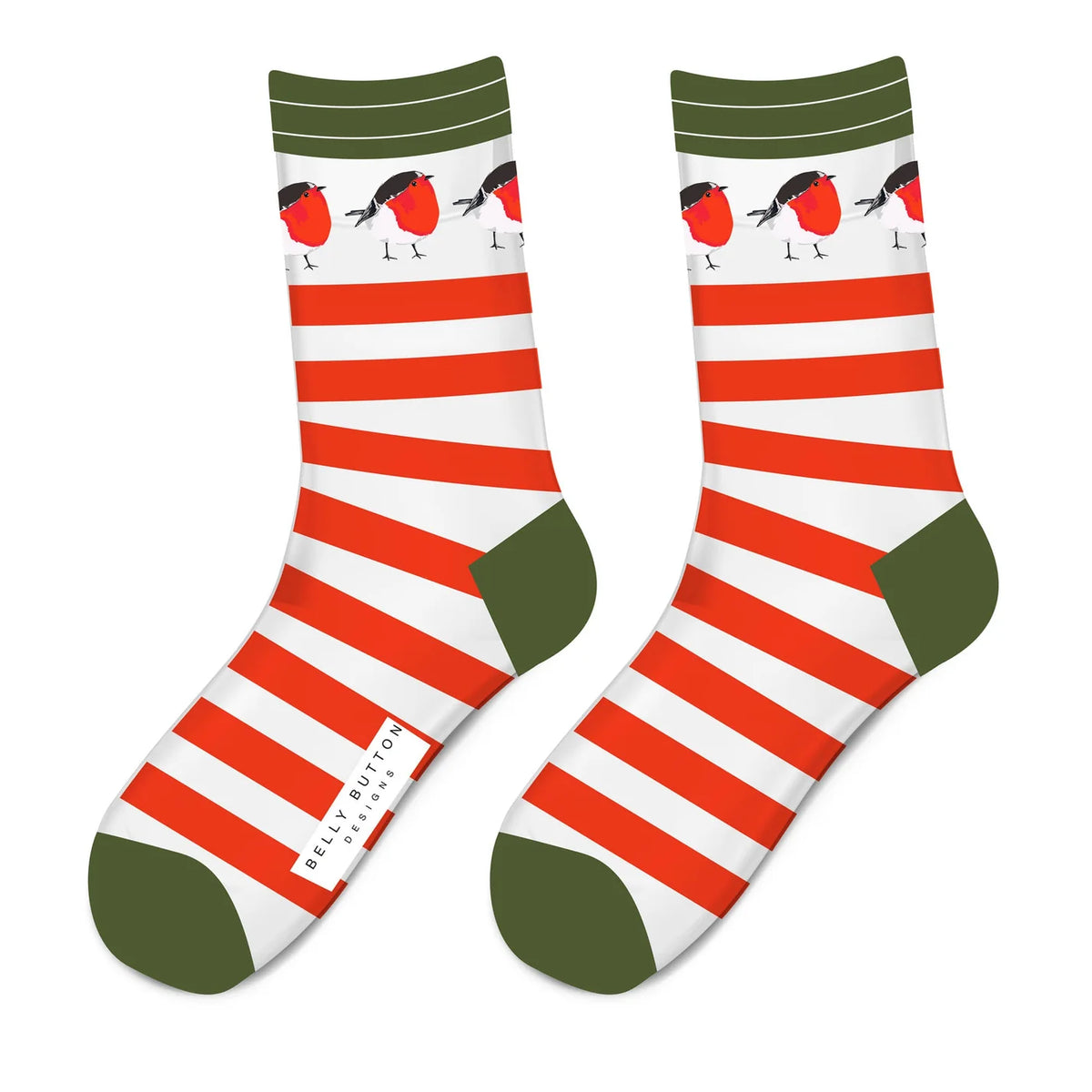 Belly Button Designs Red Stripe Robin Socks