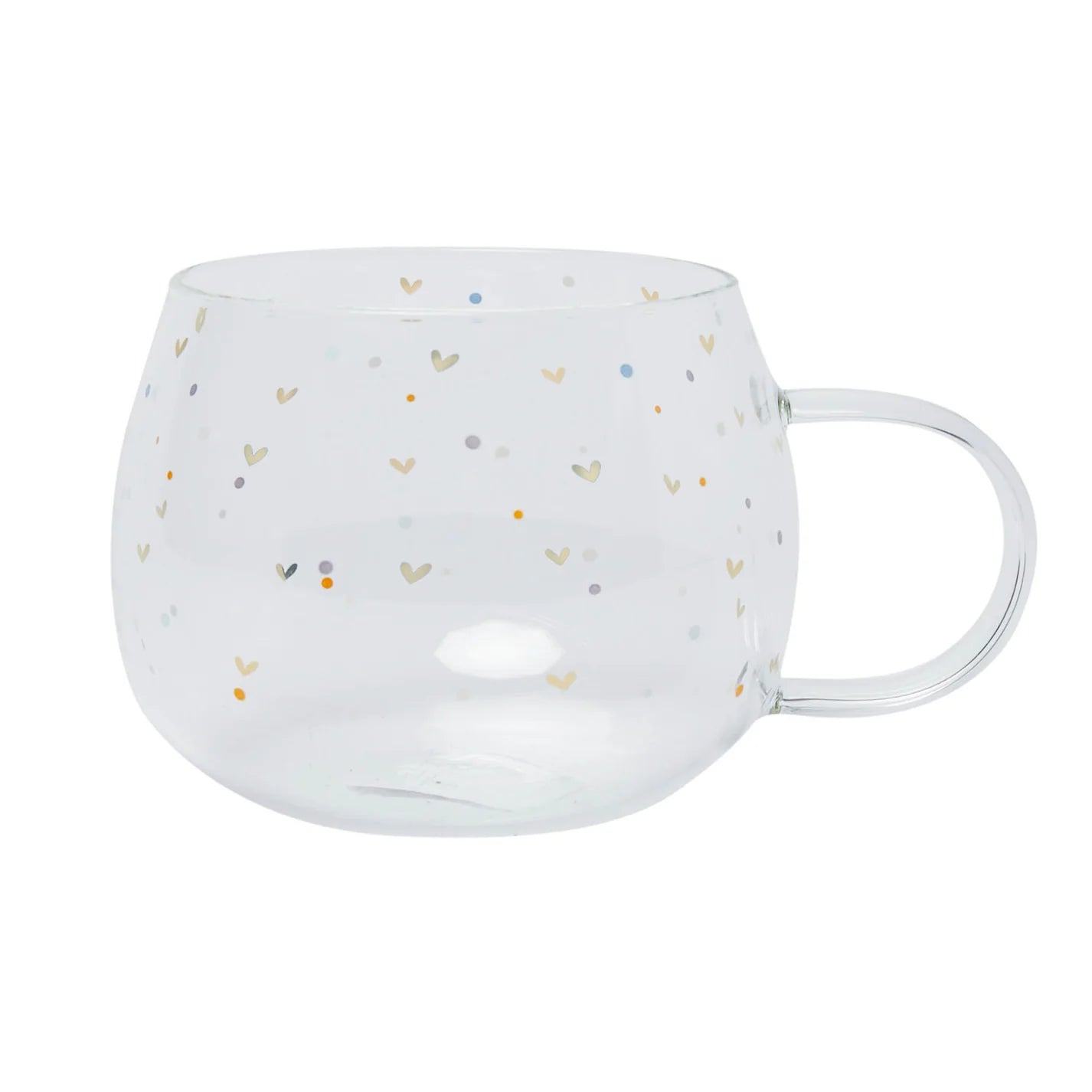 Belly Button Signature Hearts Glass Mug