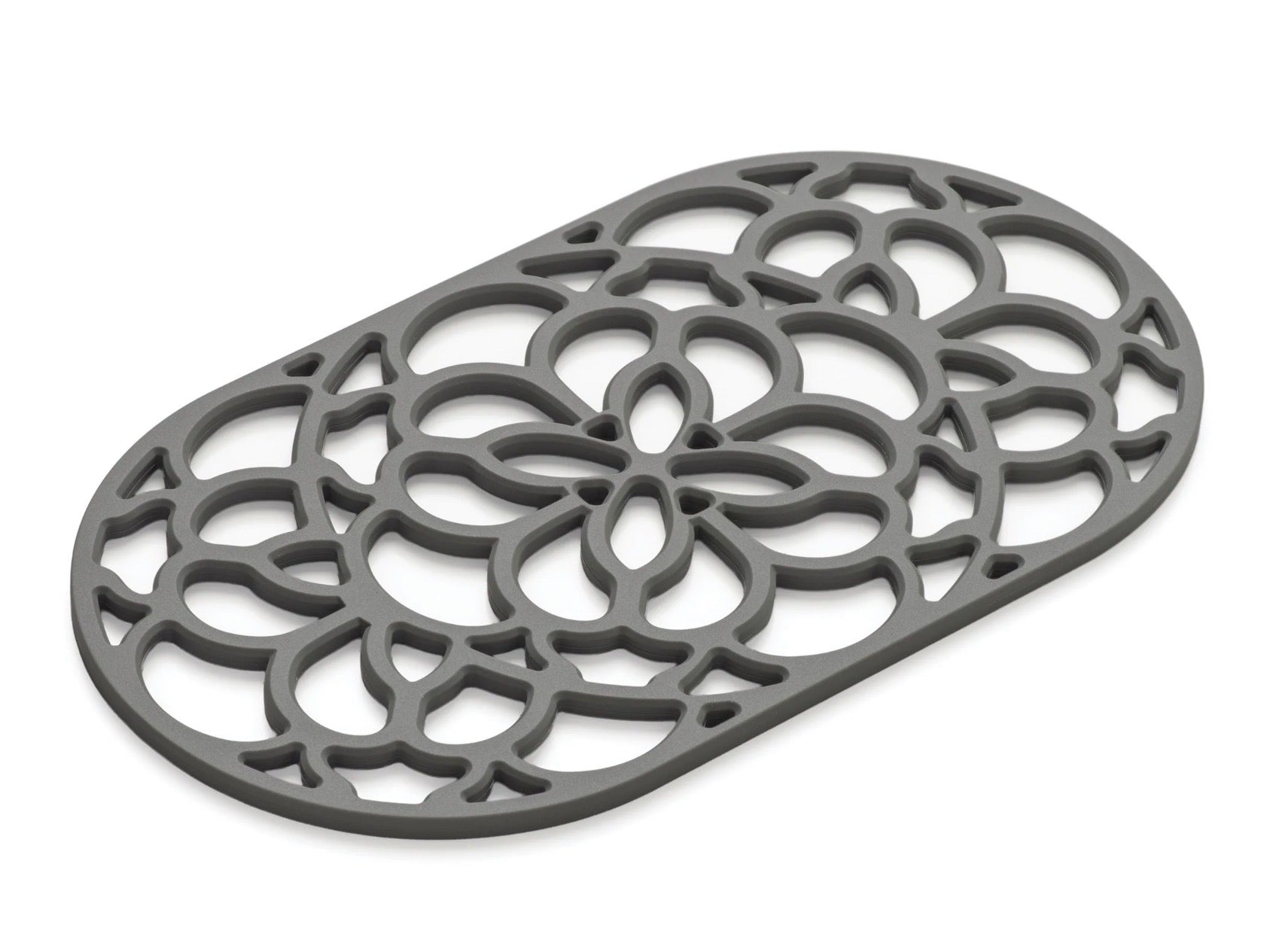 Zeal Large Oval Elephant Grey Silicone Heritage Hot Mat Trivet, 32cm