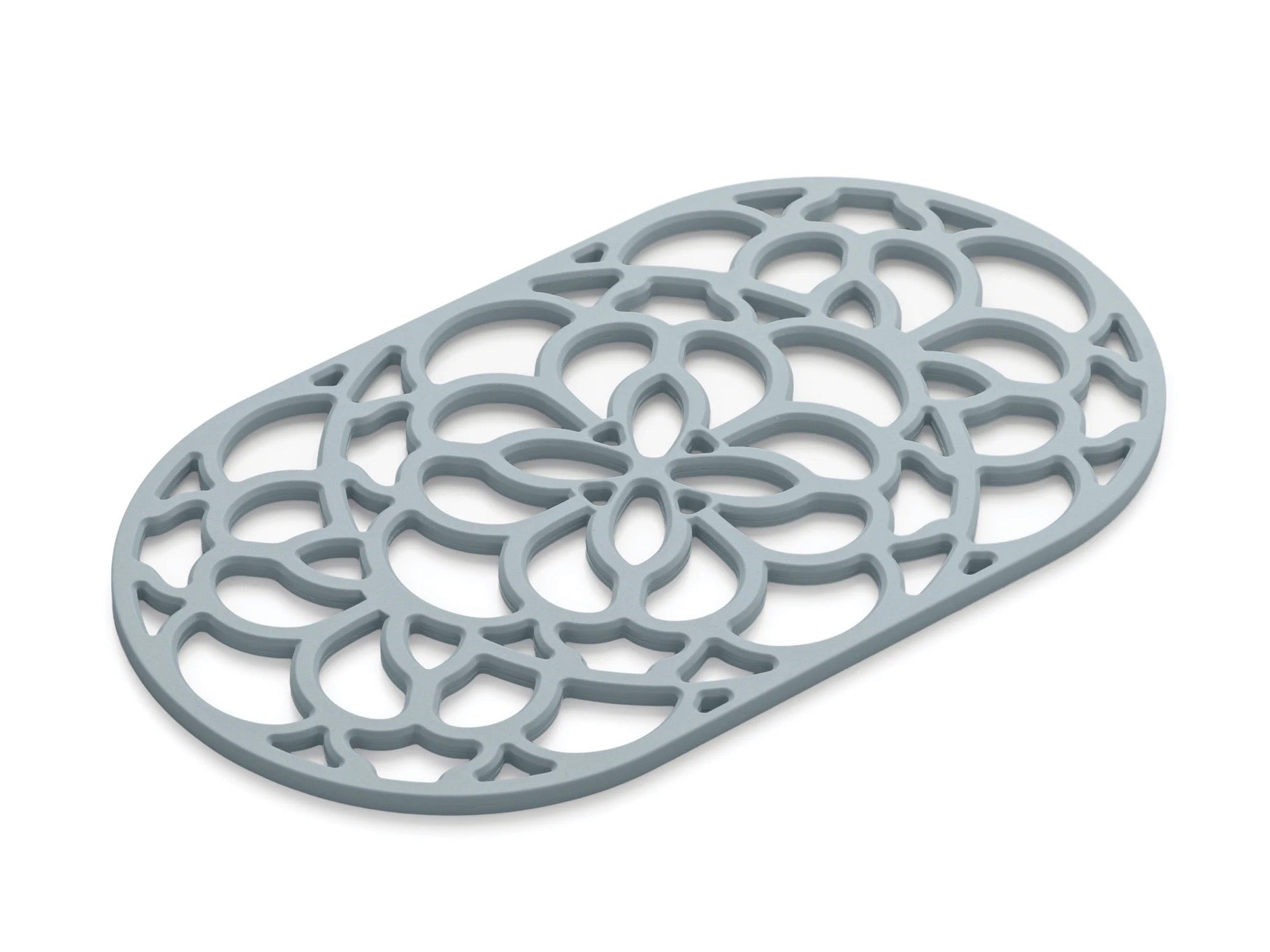 Zeal Large Oval Duck Egg Blue Silicone Heritage Hot Mat Trivet, 32cm