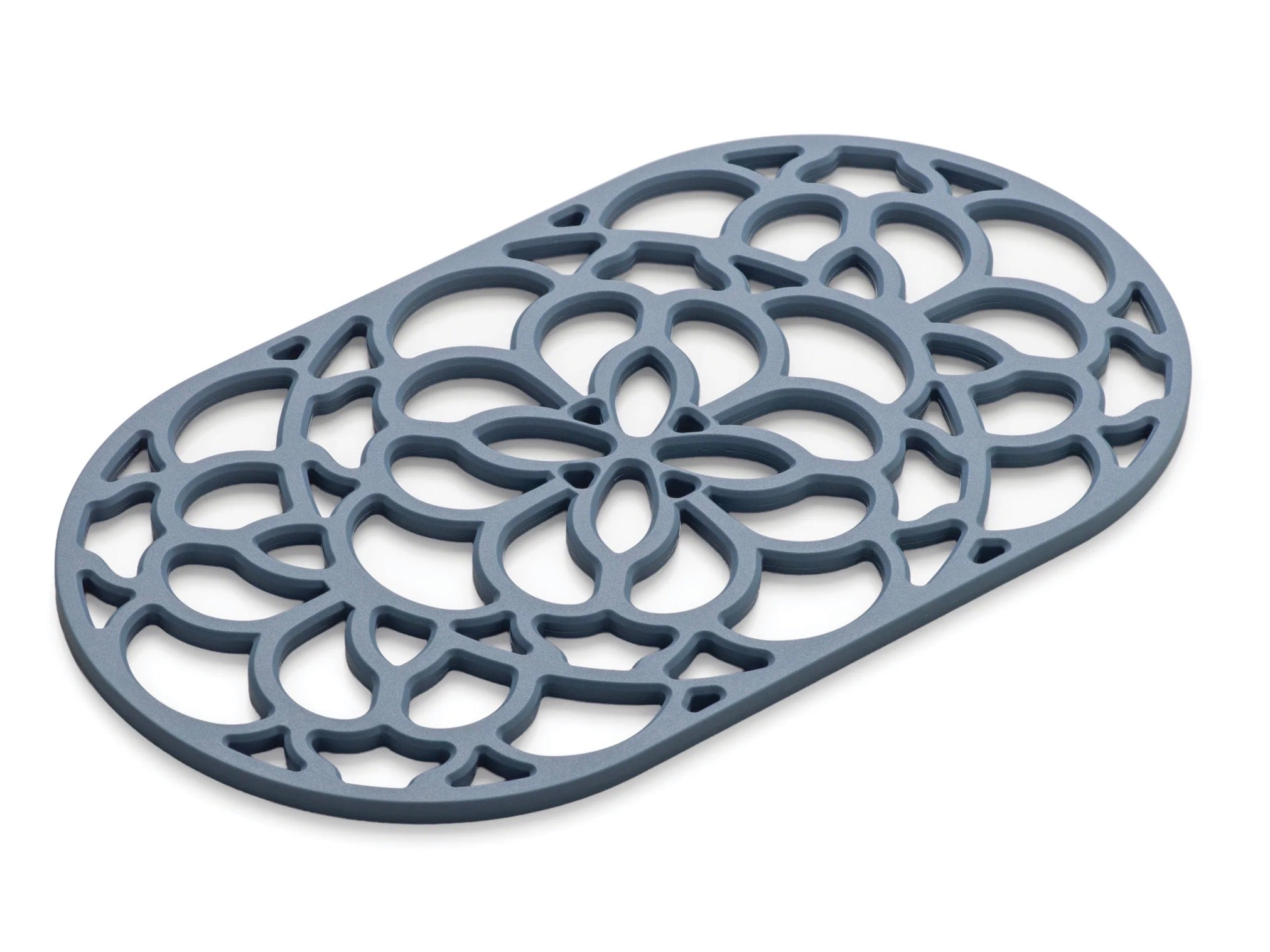 Zeal Large Oval Provence Blue Silicone Heritage Hot Mat Trivet, 32cm