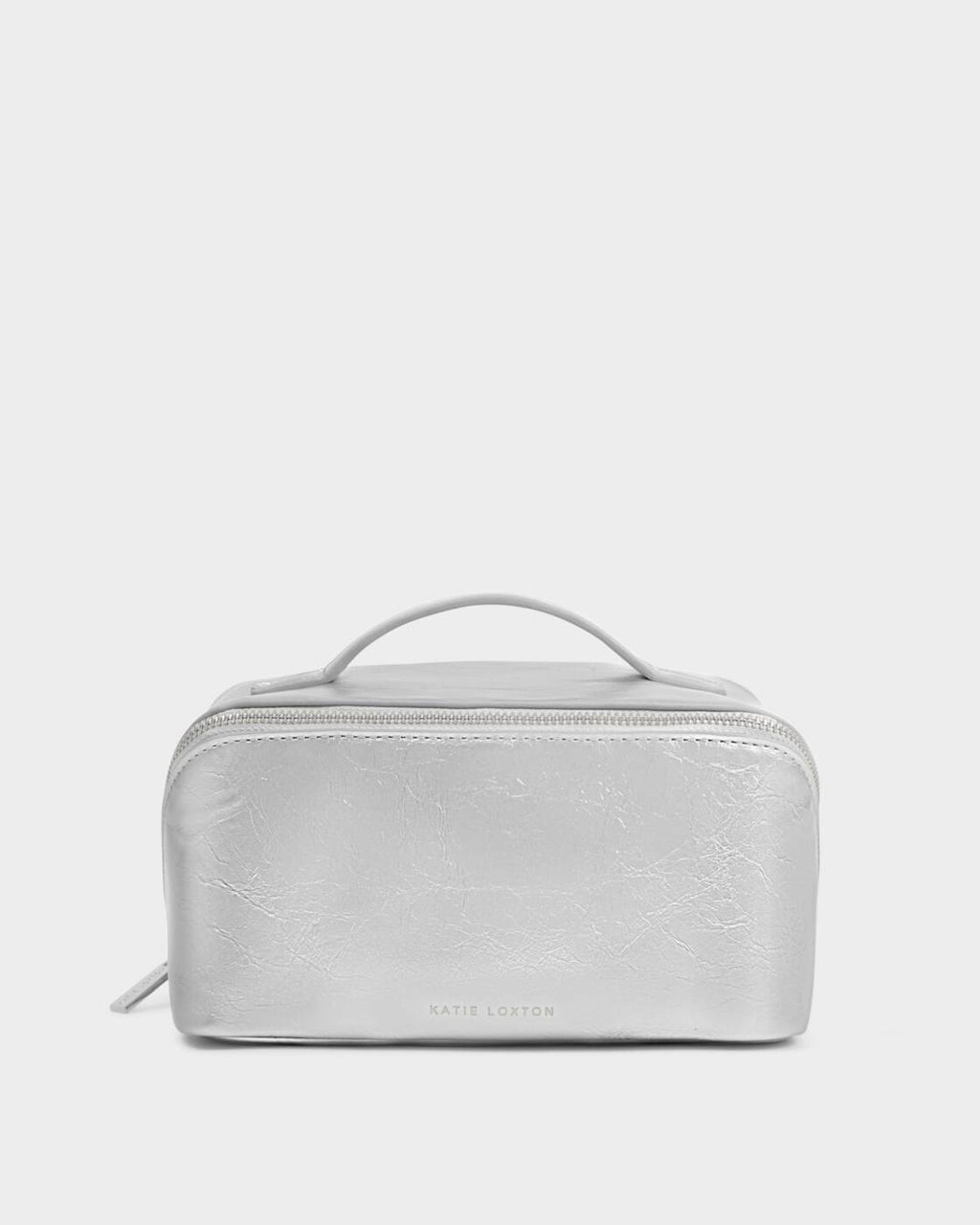 Katie Loxton Medium Fold-Out Wash Bag Silver Patent Crackle