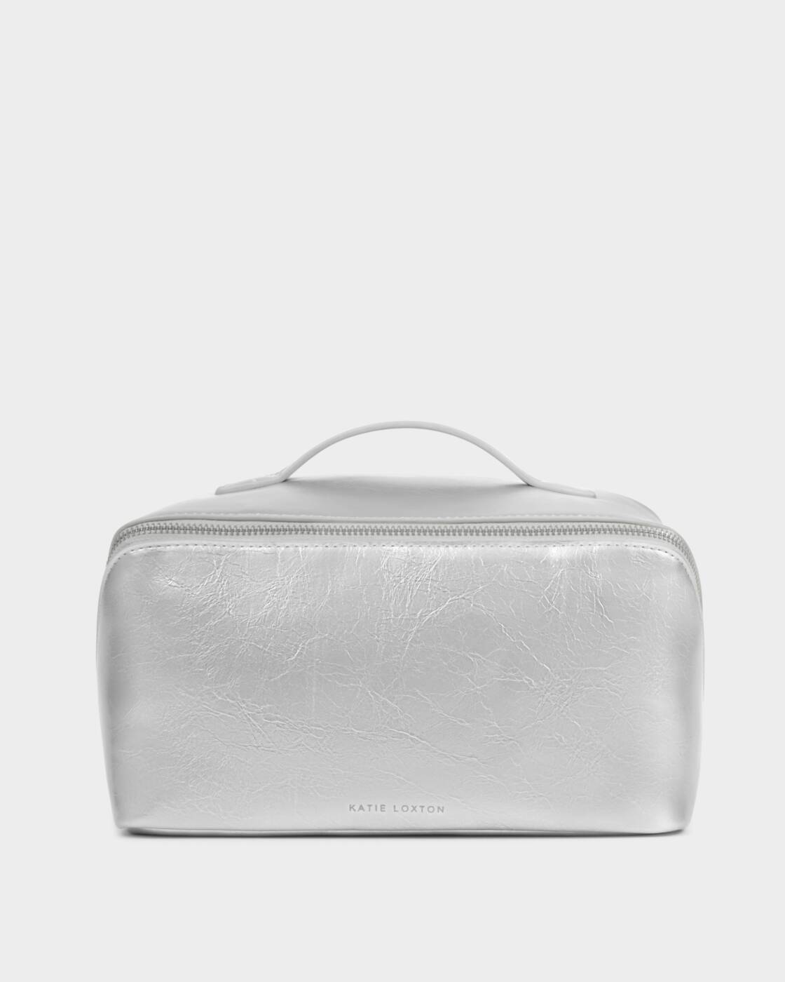 Katie Loxton Large Fold-Out Wash Bag Silver Patent Crackle
