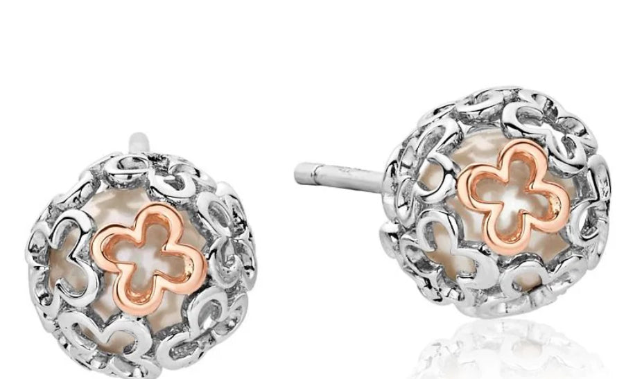 Clogau Silver/ Pearl Tudor Court Royal Heritage Stud Earrings