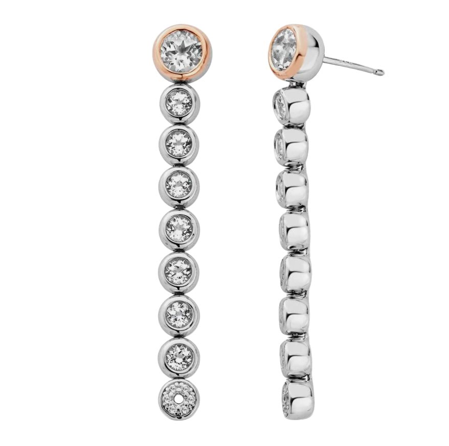 Clogau Celebration Sterling Silver Drop-Hoop Earrings with Topaz