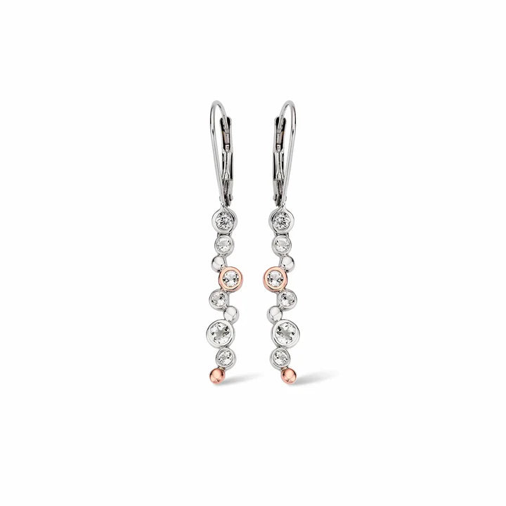 Clogau Celebration Sterling Silver Drop Earrings with Topaz