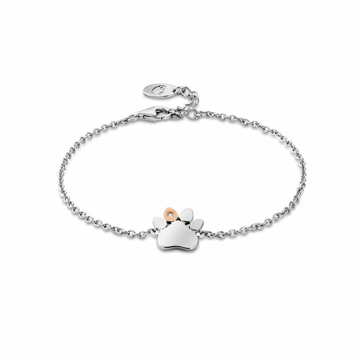 Clogau Paw Prints Sterling Silver Single-Paw Bracelet with Topaz
