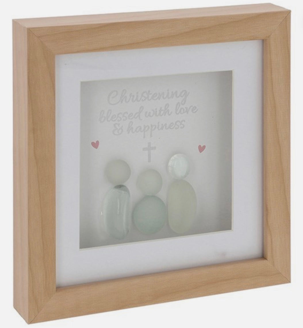Pebble Glass Square Plaque Christening