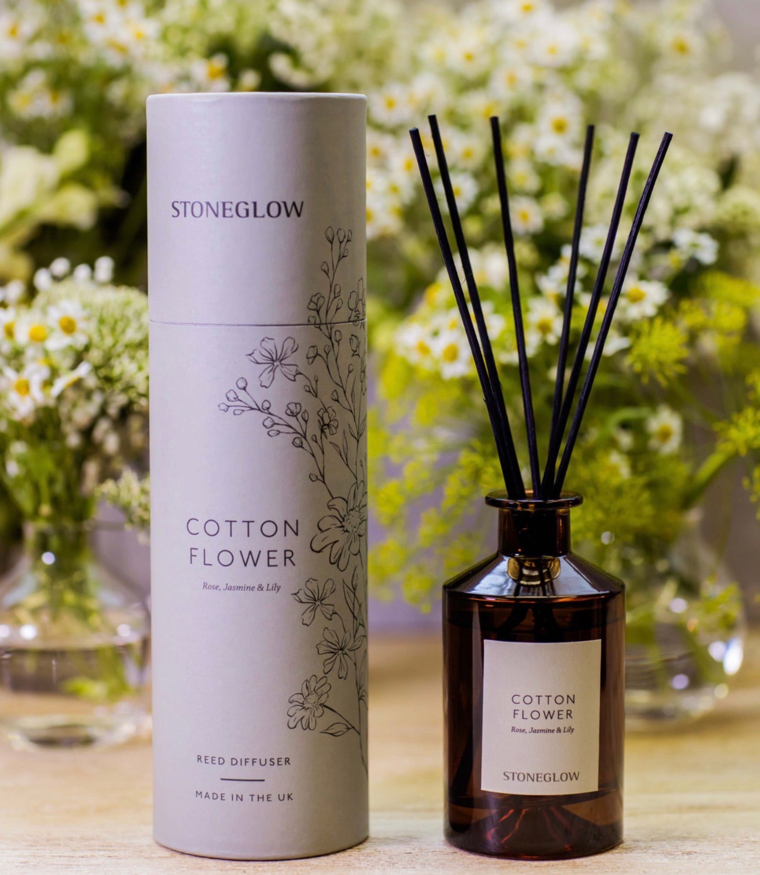 Stoneglow The Walled Garden - Cotton Flower Scented Reed Diffuser 160ml