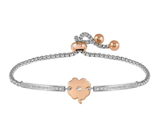 Nomination Milleluci Rose Plated Steel And Zirconia Four Leaf Clover Bracelet 028017/006