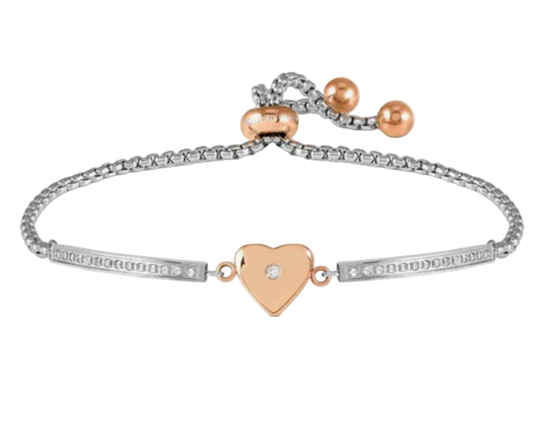 Nomination Milleluci Rose Plated Steel And Zirconia Heart Bracelet 028017/022