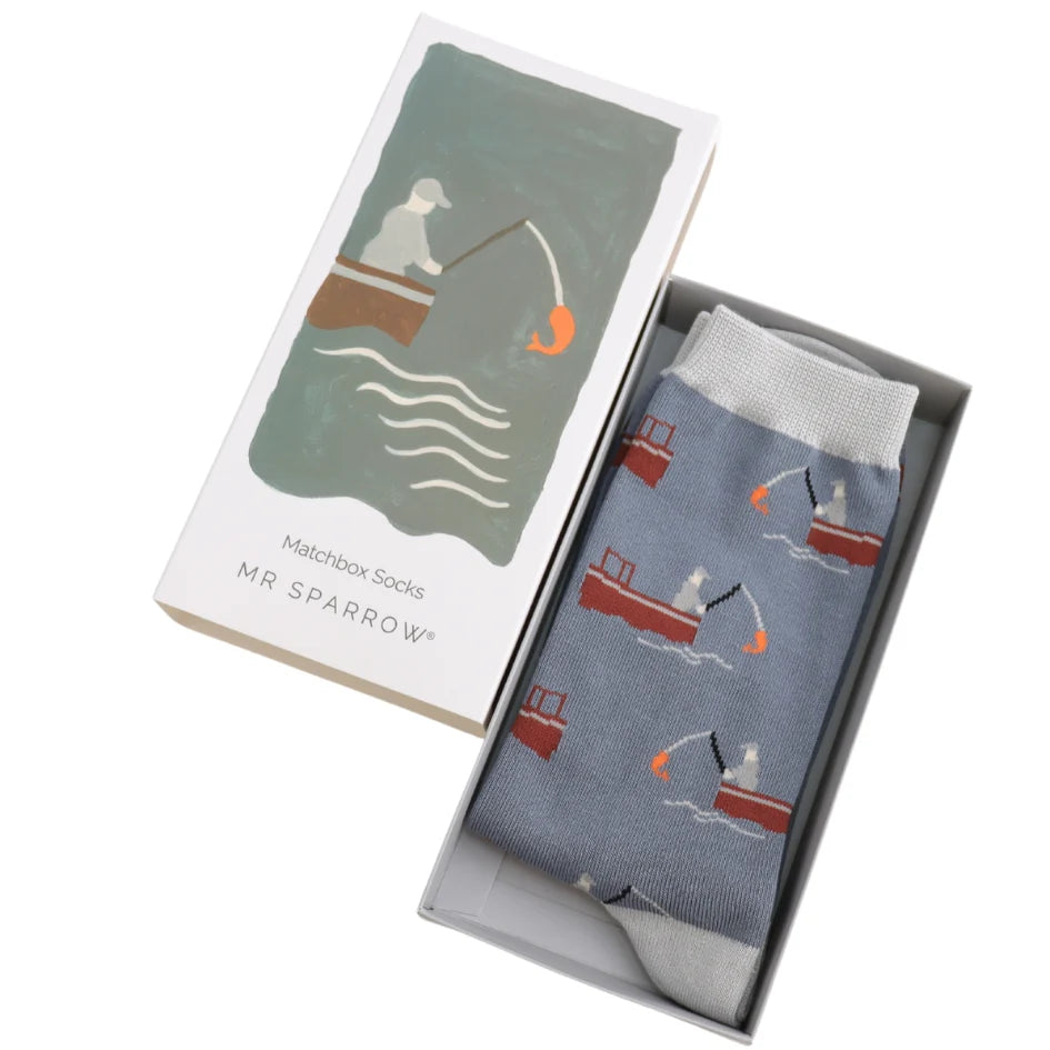 Mr Sparrow Mens Matchbox Socks Gone Fishing