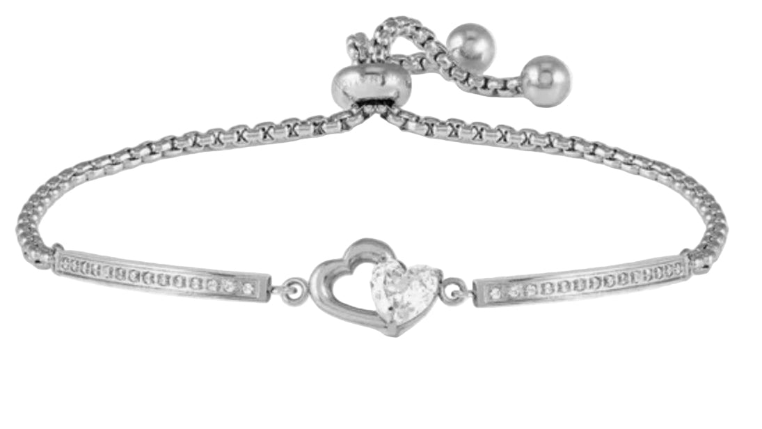 Nomination Milleluci Stainless Steel And Zirconia Double Heart Bracelet 028019/022