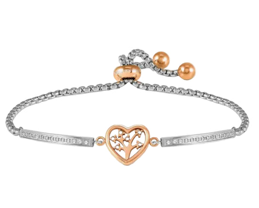 Nomination Milleluci Rose Plated Steel And Zirconia Tree of Life Heart Bracelet 028020/017