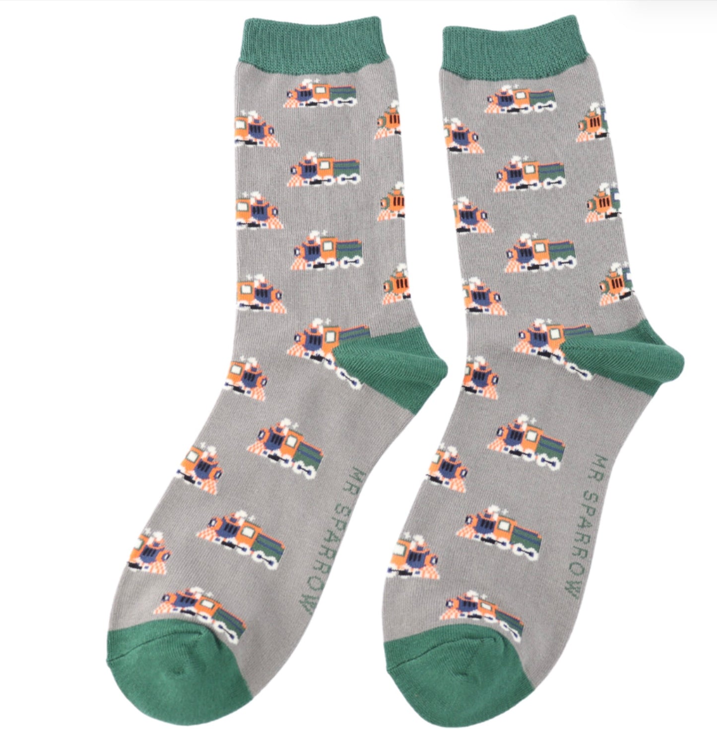 Mr Sparrow Trains Socks Grey