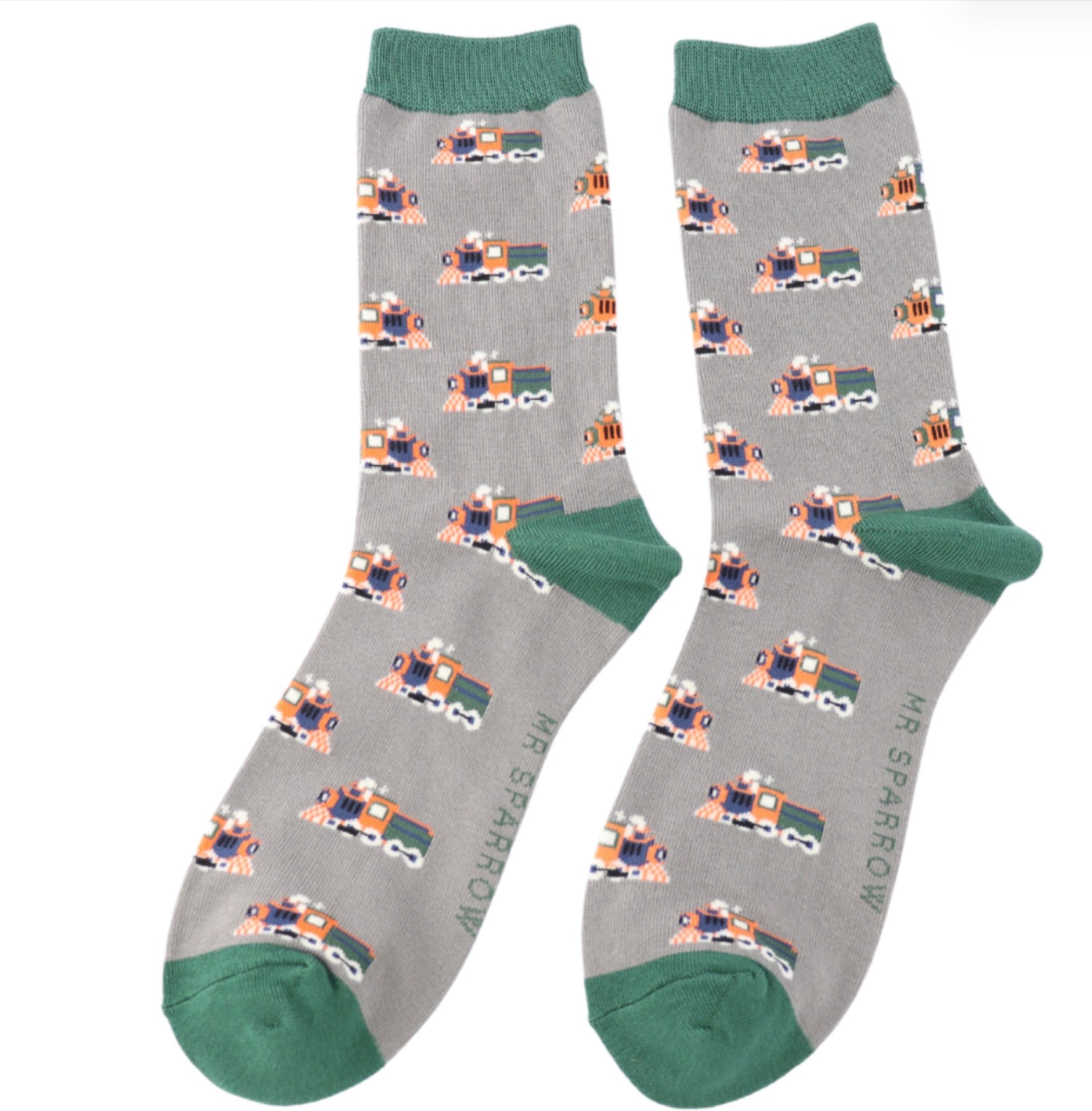 Mr Sparrow Trains Socks Grey
