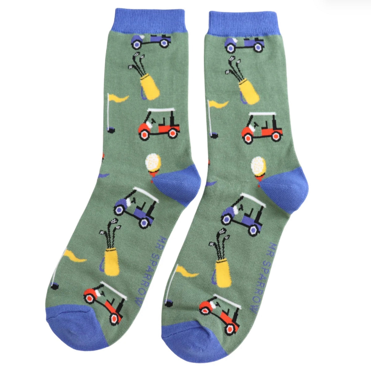 Mr Sparrow Gone Golfing Socks Sage Green