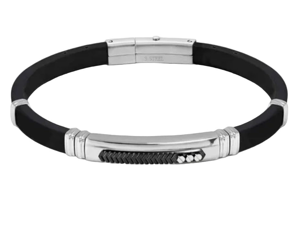 Nomination City Energy Steel And Rubber Black Detail Bracelet 028818/030