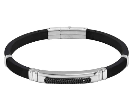 Nomination City Energy Steel Rubber And Zirconia Black Detail Bracelet 028819/037