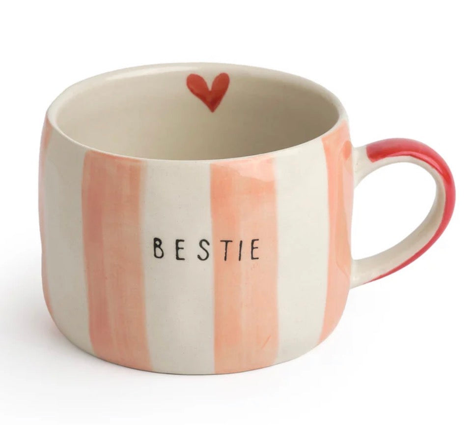 Bellybutton Designs Bestie Pink Stripe Mug