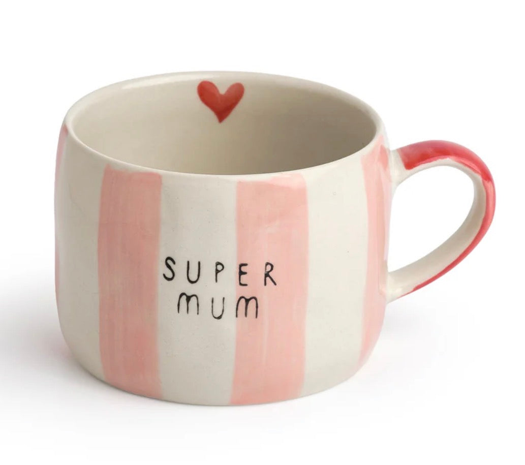 Bellybutton Designs Super Mum Pink Stripe Mug