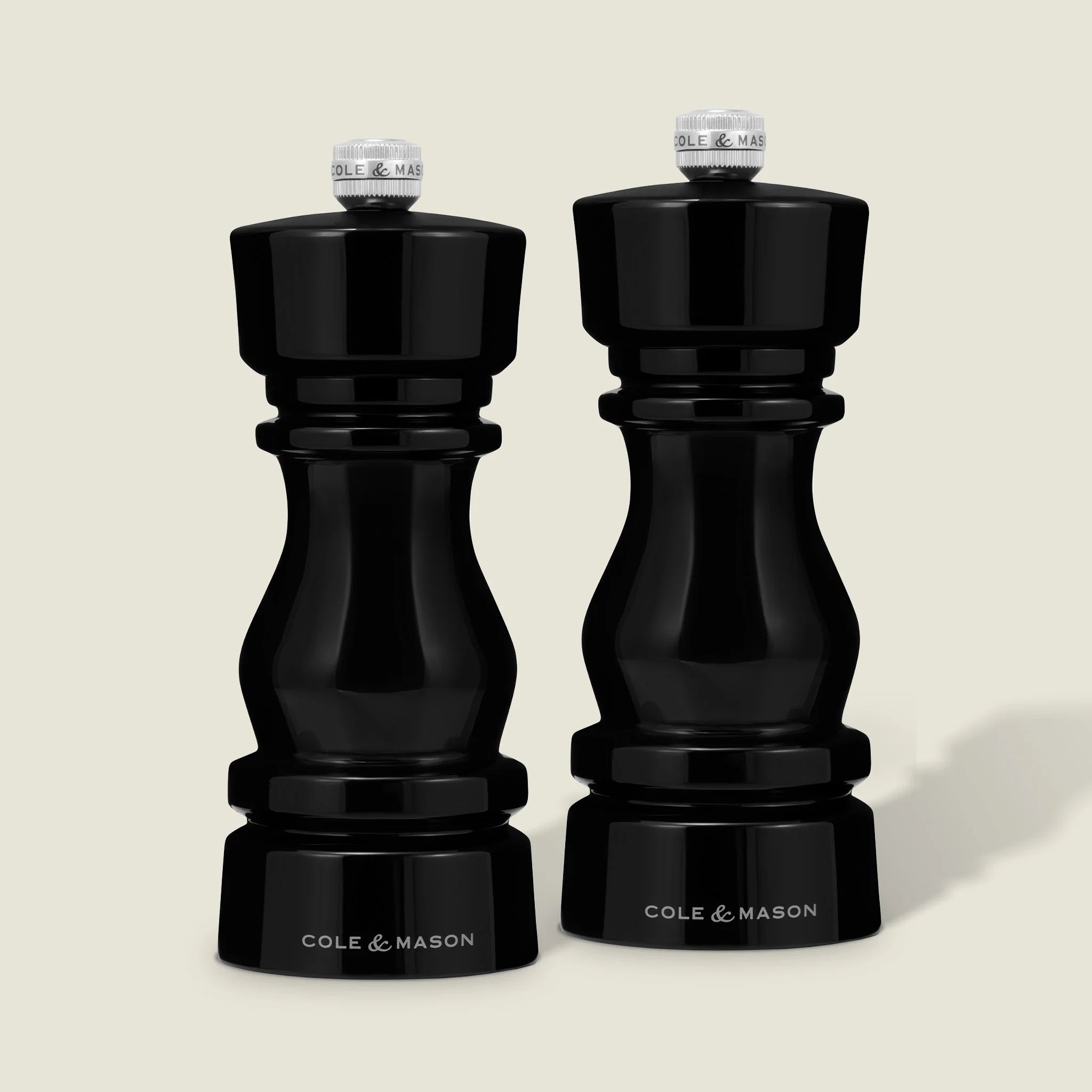 Cole and Mason London Acrylic Salt and Pepper Set Black 150mm