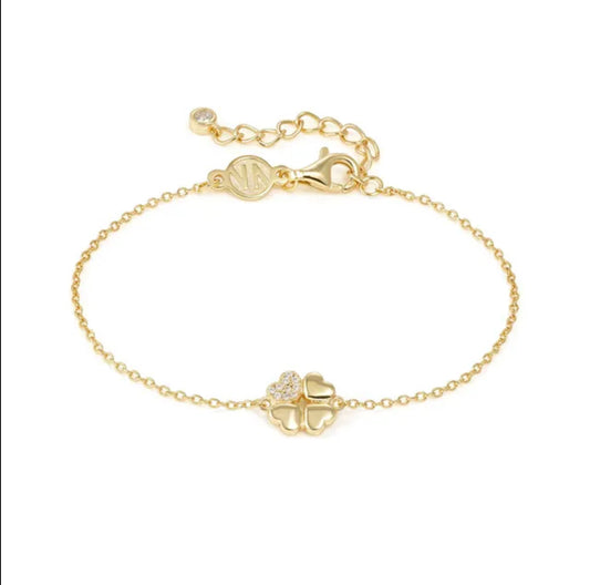Nomination Petit Sparkle Gold Plated And Zirconia Four Leaf Clover Bracelet 242300/003