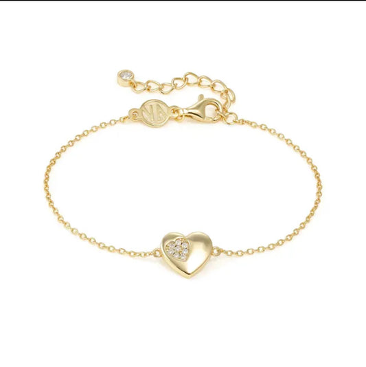 Nomination Petit Sparkle Gold Plated Heart And Zirconia Bracelet 242300/006