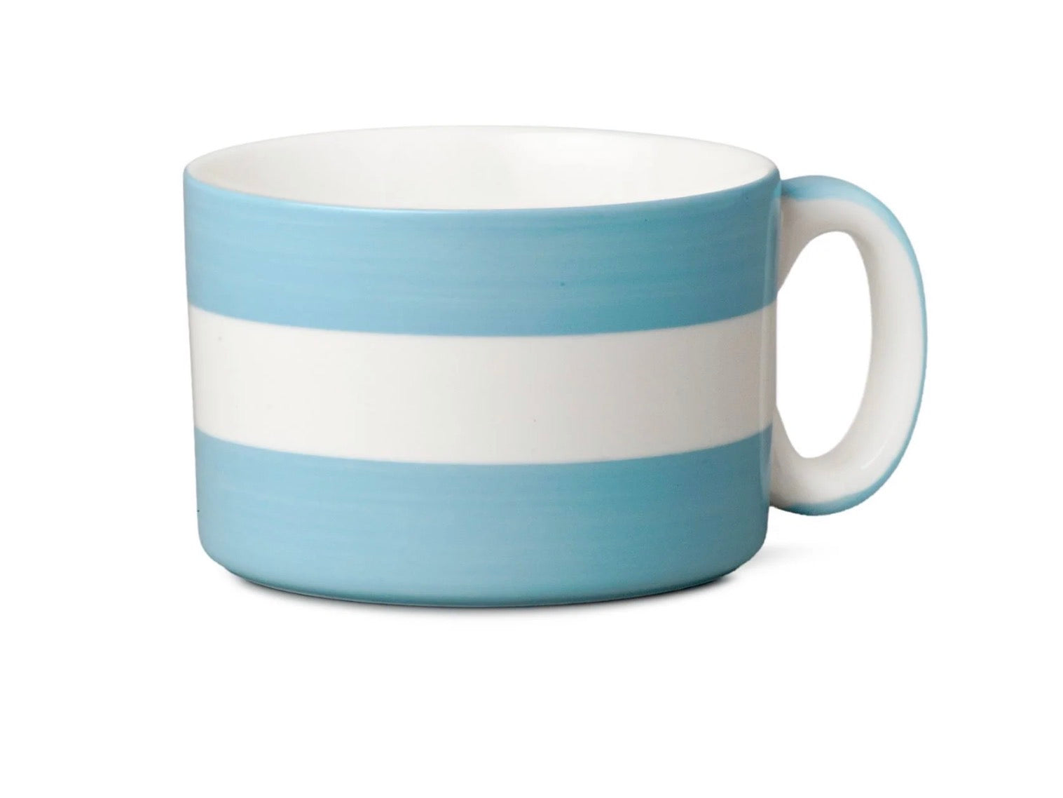 W.M Bartleet Wide Striped Mug Duck Egg Blue