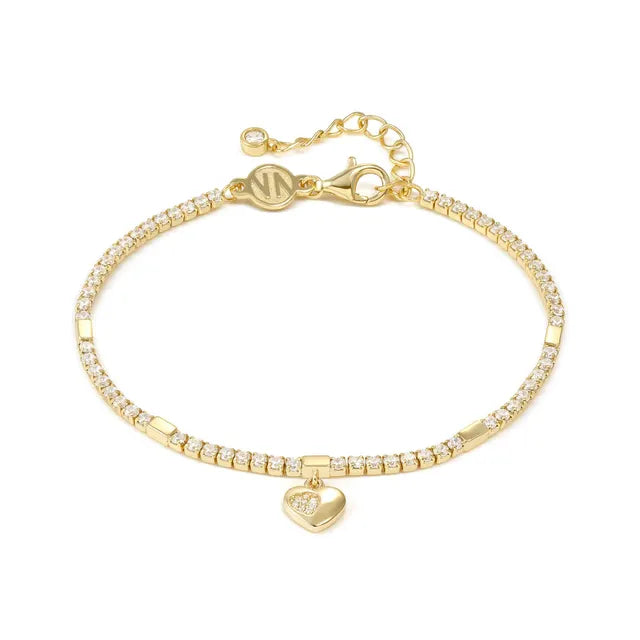 Nomination Petit Sparkle Sterling Silver With Gold Plating Tennis Bracelet With CZ And Heart 242302/006